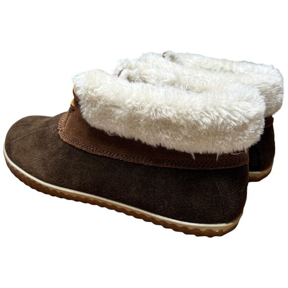 SPERRY Elayna Women 8 Duck Boot Brown Suede Leather Faux Fur Bootie Slipper Shoe - Picture 3 of 14
